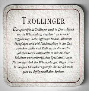 Trollinger Bierdeckel II. mit Beschreibung